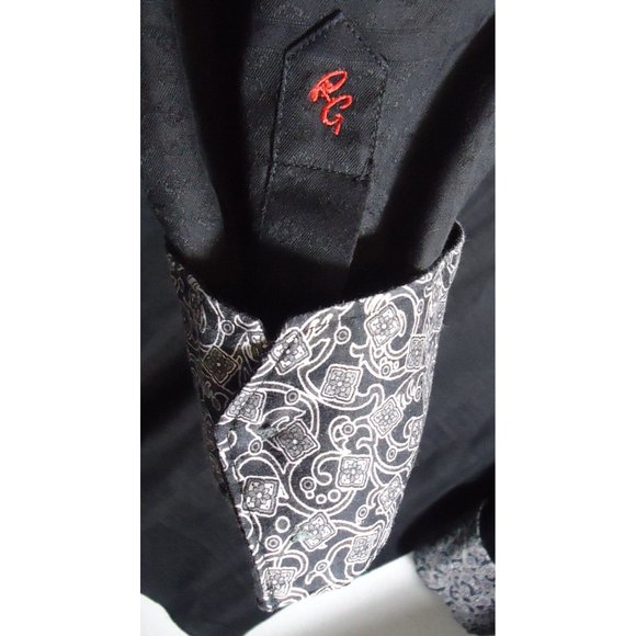 Robert Graham Black 3xl Classic Fit Button Front Shirt Black White Flip Cuffs - Picture 7 of 9